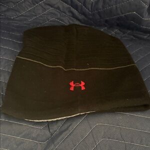 Under Armour Black Knit Hat with Red Emblem